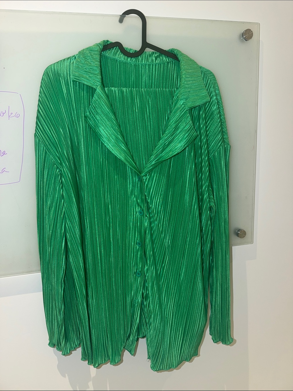 Green Pleated Button-Front Women's 2 Piece Set